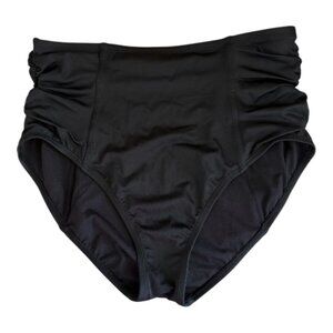 Beach Betty High Waist Black Swimsuit Bottom Women's L Ruched Sides